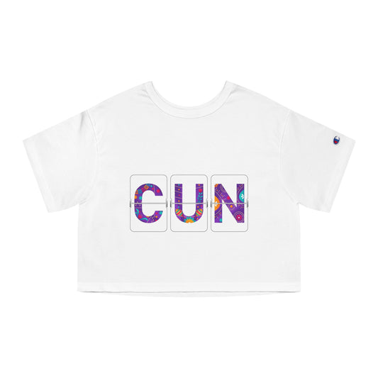 Airport Letters Codes Travel - CUN Cancun Mexico - Champion Women's Cropped T-Shirt - Fun Travel Memory