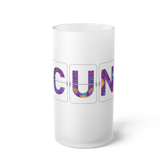 CUN - Cancun Three-Letter Code - Frosted Glass Beer Mug