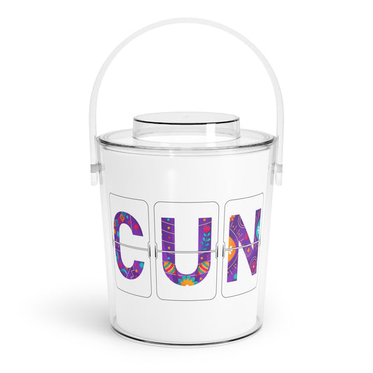 CUN - Cancun Three-Letter Code - Ice Bucket with Tongs