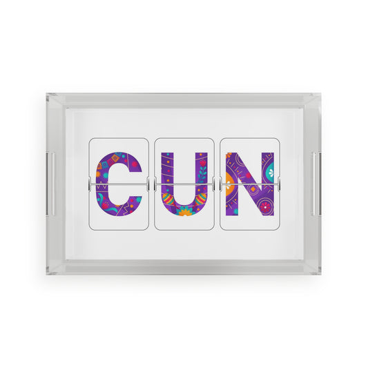 CUN - Cancun Three-Letter Code - Acrylic Serving Tray