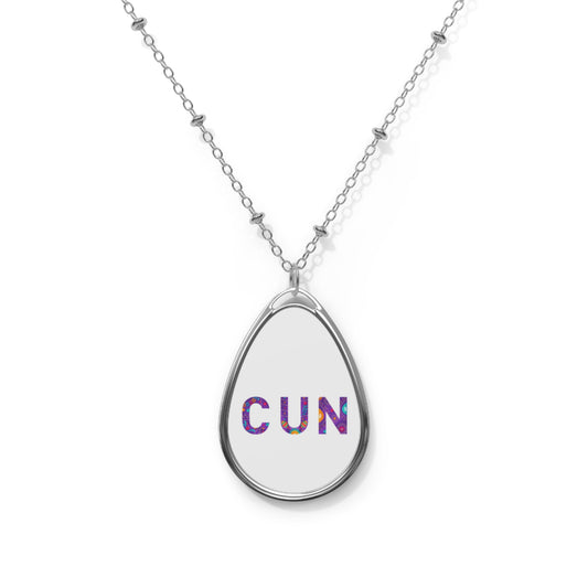 CUN - Cancun Three-Letter Code - Oval Necklace