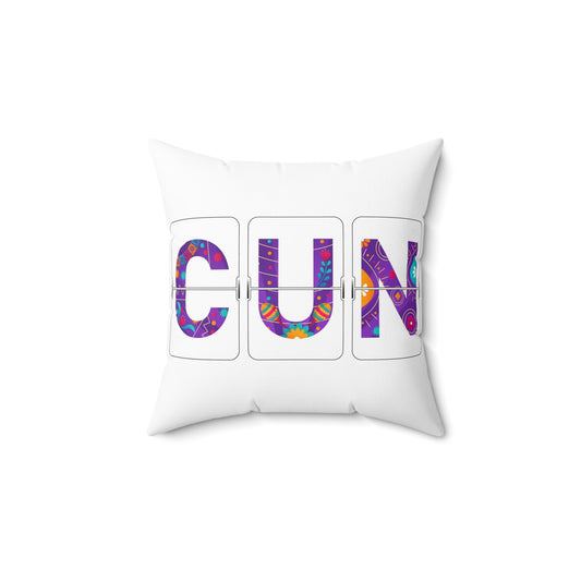 CUN - Cancun Three-Letter Code - Spun Polyester Square Pillow